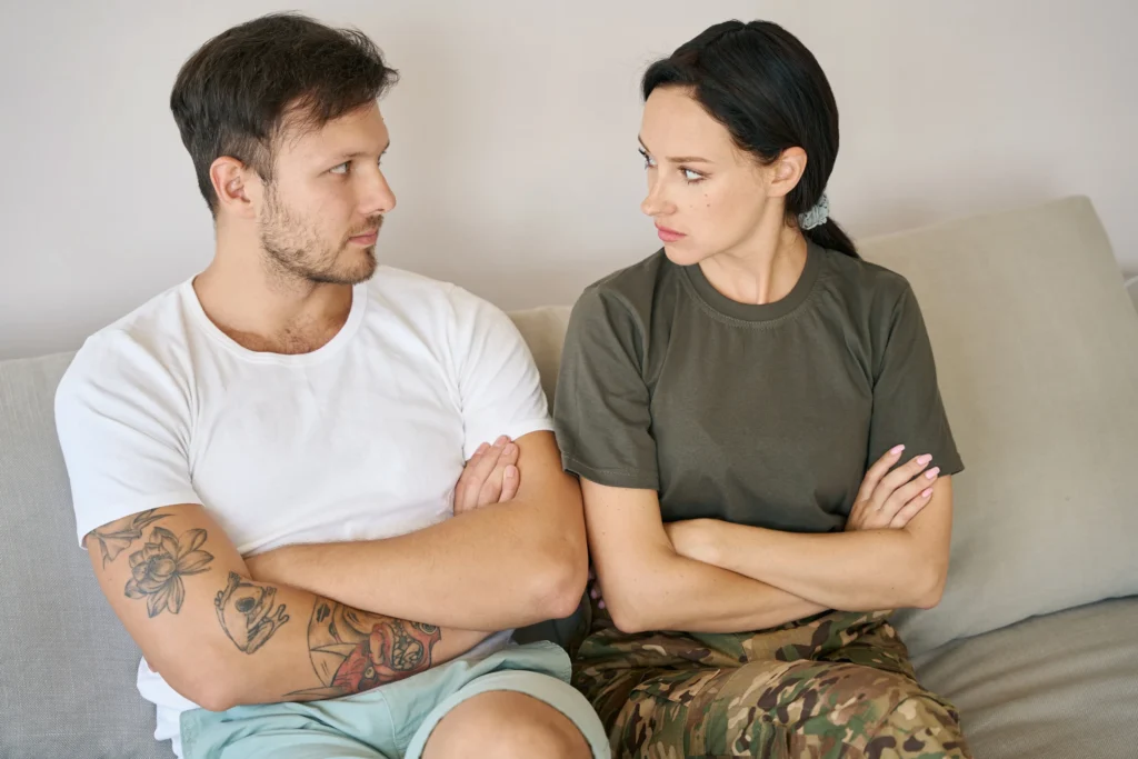 Arguing military couple.