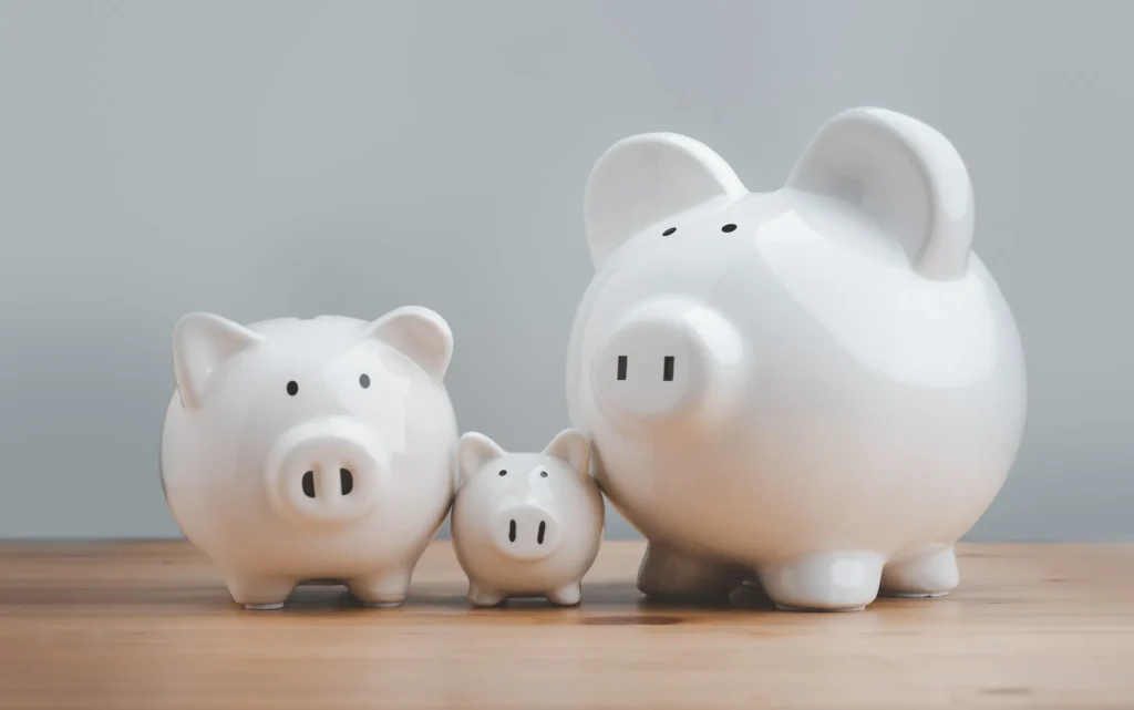 A family of piggy banks.